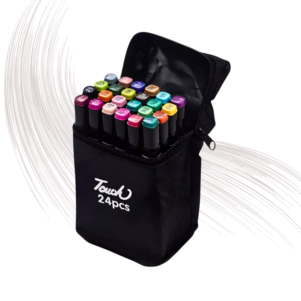 Estojo Touch Preto Conjunto 24 Cores Ponta Dupla 1Und – Minha